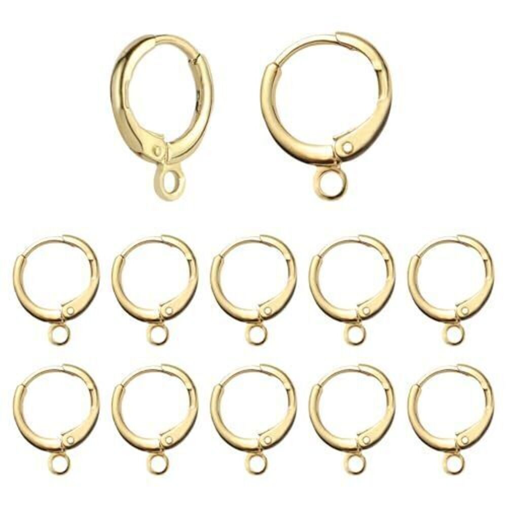 1831 60pcs 18K Gold Filled Hoop Huggie Earring Hooks,Hypoallergenic Dangle